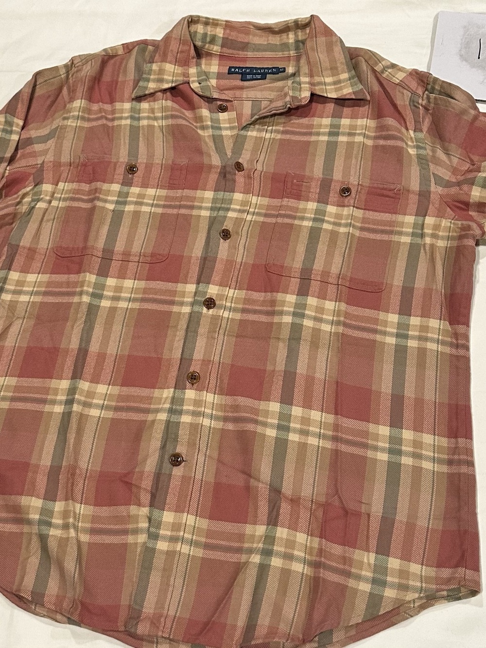 Ralph Lauren Plaid Cotton Button Down Size Large NWT